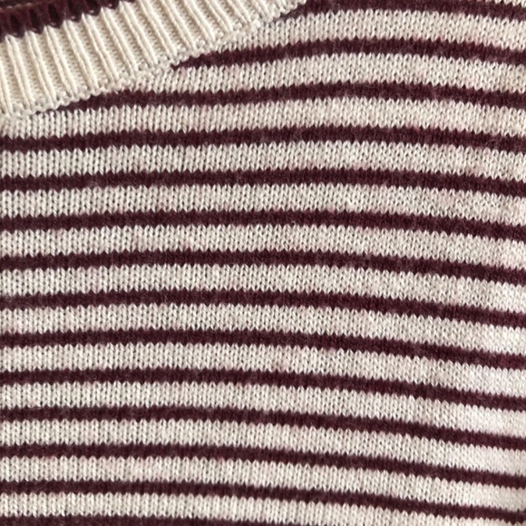 Maroon and white striped LOFT sweater with small bell sleeves - Picture 6 of 6